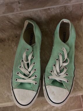 Converse Low Top Sneakers in Mint Green and White